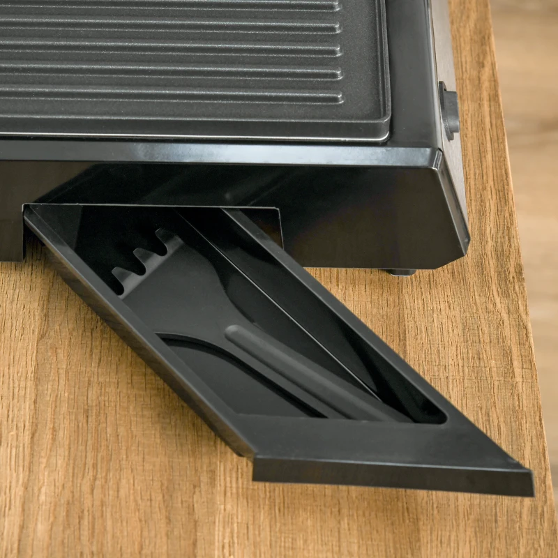 HOMCOM Kontaktgrill Elektrogrill für 4 Scheibe Sandwiches Toasts Steak Panini 2000W Tischgrill BBQ mit regelbarem Thermostat 180 Grad aufklappbar Aluminium Edelstahl Silber+Schwarz 36,6x35,7x16,2 cm