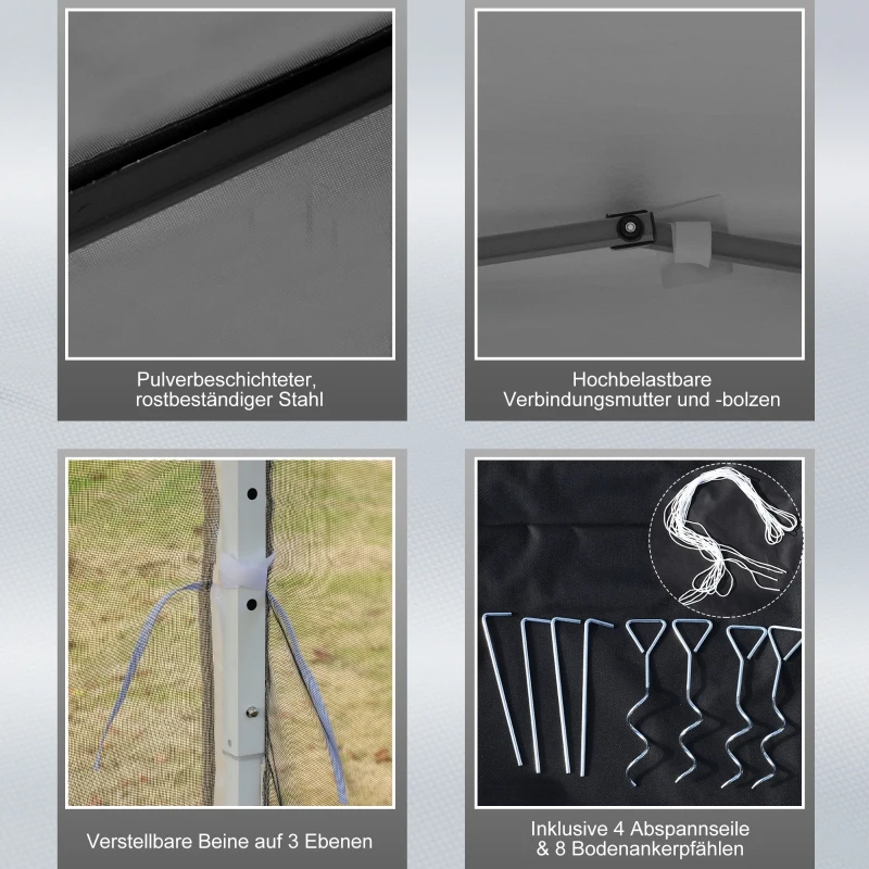 Outsunny opvouwbaar tuinhuisje met klamboe 296 cm x 295 cm x 265 cm