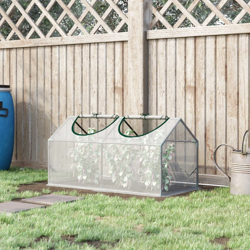 Outsunny foliekas met raam wit 119 x 60 x 60 cm