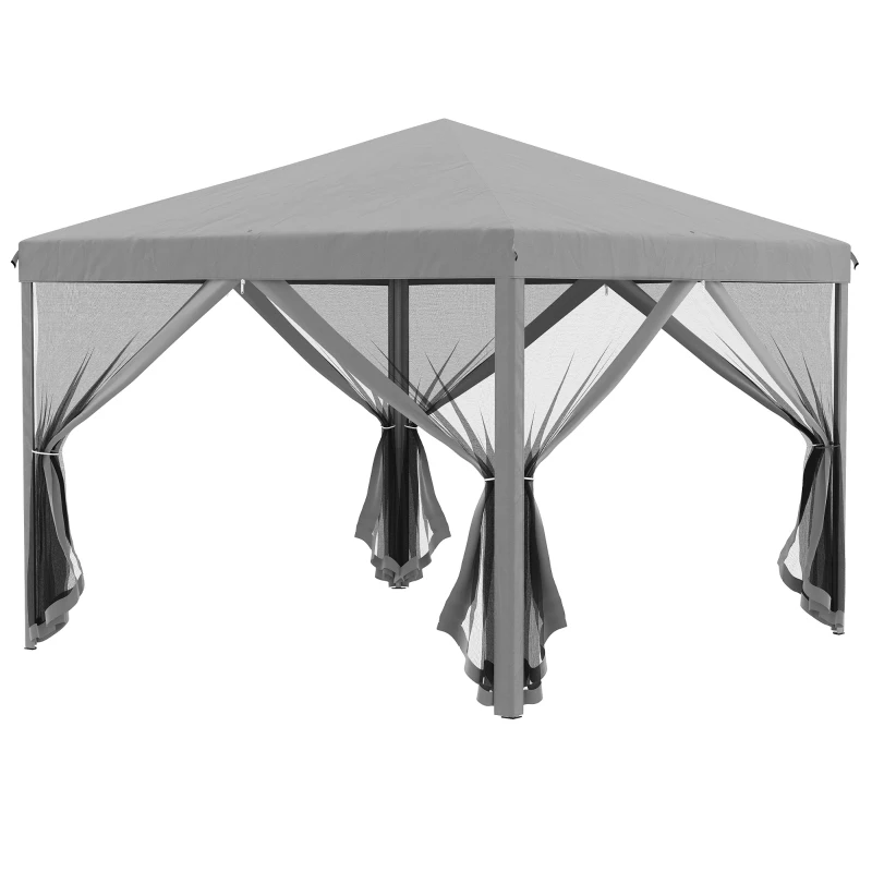 Outsunny opvouwbaar tuinhuisje met klamboe 296 cm x 295 cm x 265 cm