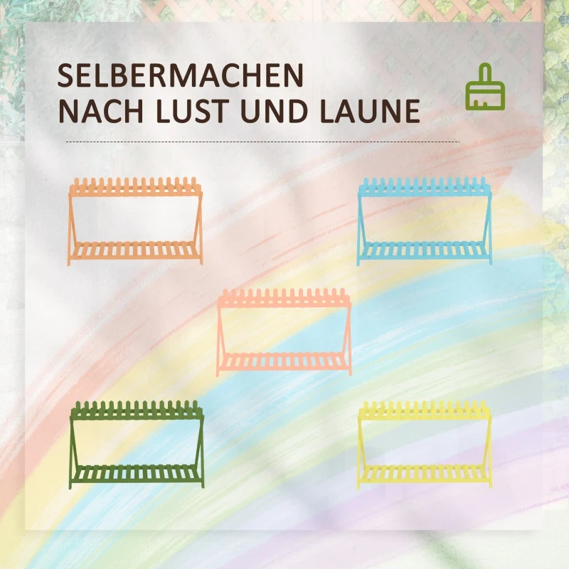 Outsunny Blumenregal aus Holz 2-stufiger Pflanzenständer Blumenständer Natur innen draußen 108 x 37 x 65 cm