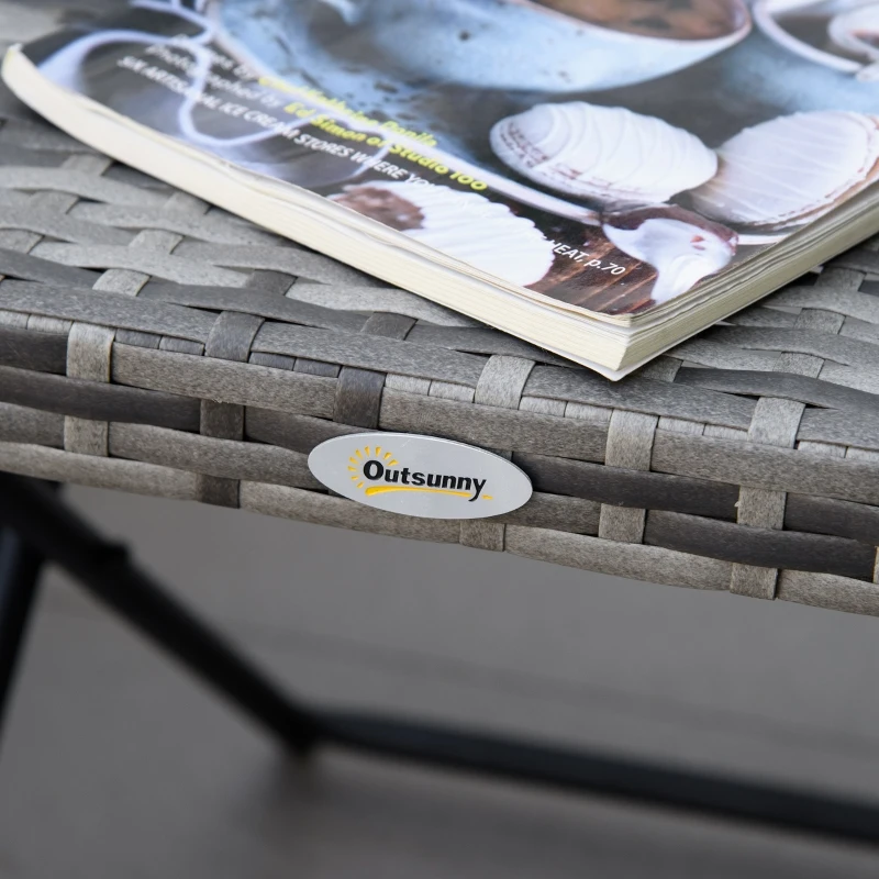 Outsunny opvouwbare bijzettafel met rotaneffect, grijs, 40 x 40 x 40 cm