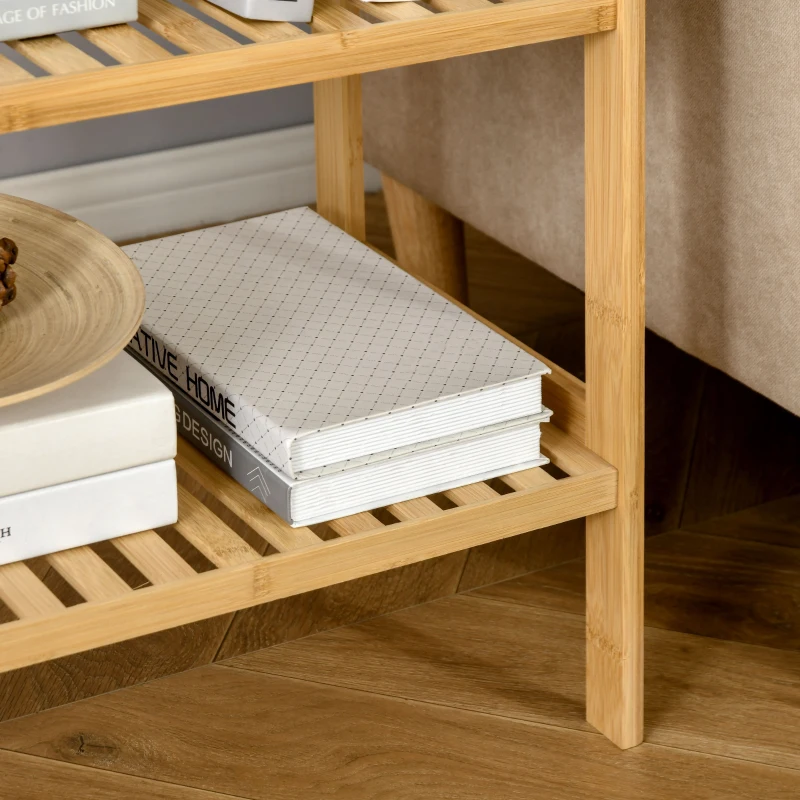 HOMCOM 4-laags bamboe plank, naturel, 62 x 33 x 112 cm