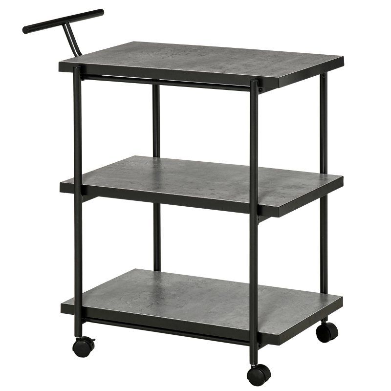 HOMCOM Desserte chariot de cuisine à roulettes en métal et MDF 3 niveaux 70 x 40 x 83 cm - noir
