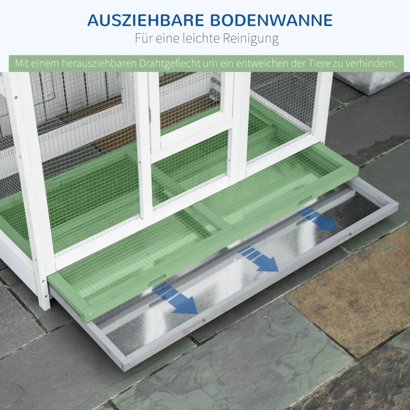 PawHut Houten Volière Vogelkooi met Zitstok Asfalt Dak Binnen/Buiten Waterdicht 112 x 68 x 154 cm