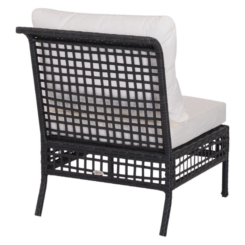 Outsunny Rattan Middle Chair Armless Sofa Single Garden Porch Furniture Wicker w/ Cushion and Pillow