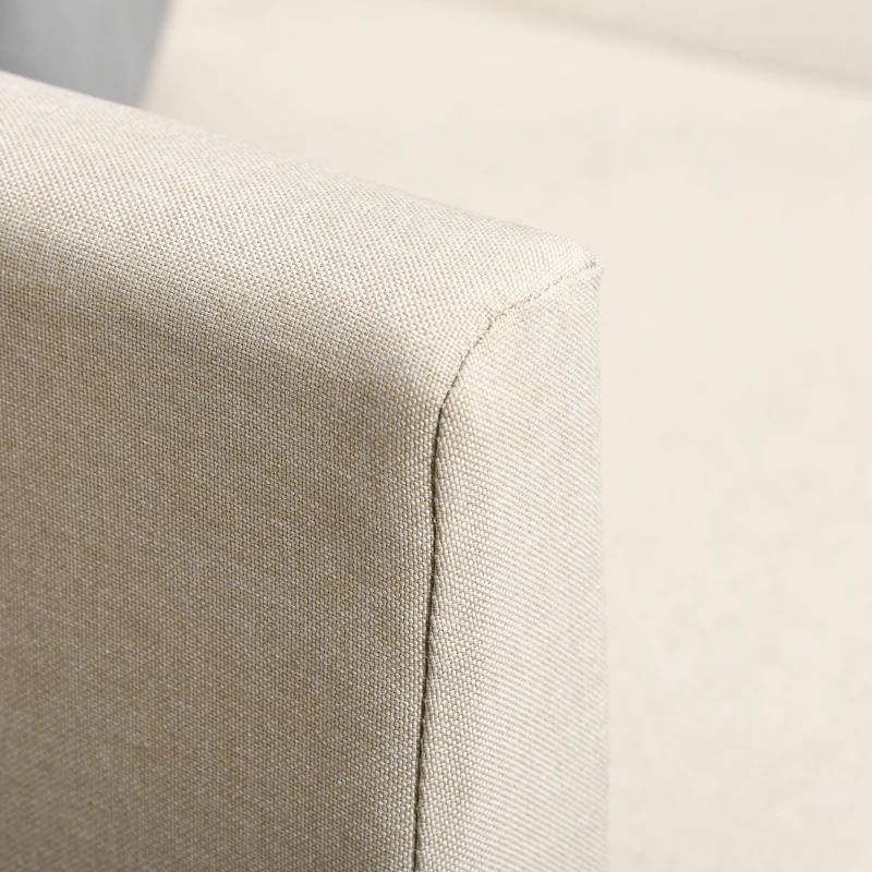 HOMCOM Sofabezug 3 sitzer Schlafsofa Stühle 2-In-1 Klappsofa Sofa in Bett individuell einstellbare Rückenlehne Sackleinen Schaumstoff Holz Beige 207 x 81 x 80 cm