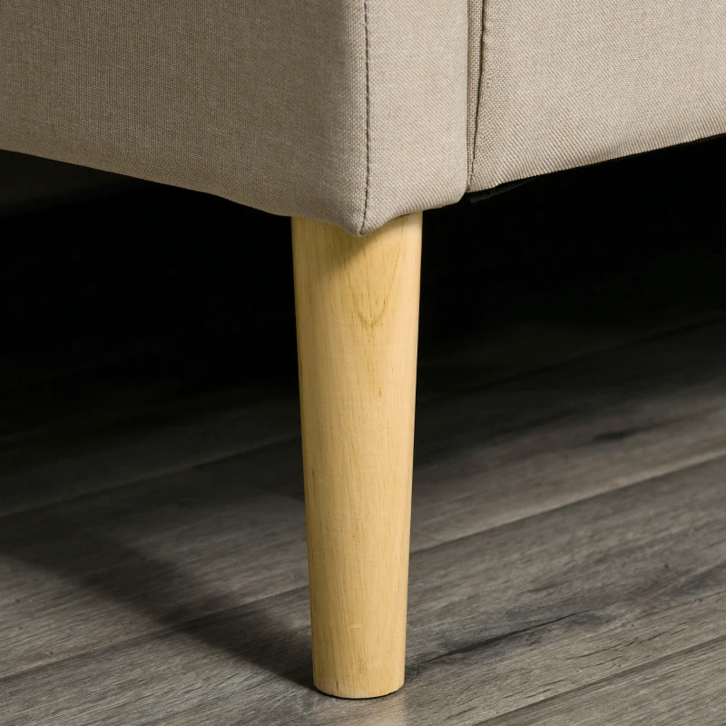 HOMCOM Sofabezug 3 sitzer Schlafsofa Stühle 2-In-1 Klappsofa Sofa in Bett individuell einstellbare Rückenlehne Sackleinen Schaumstoff Holz Beige 207 x 81 x 80 cm