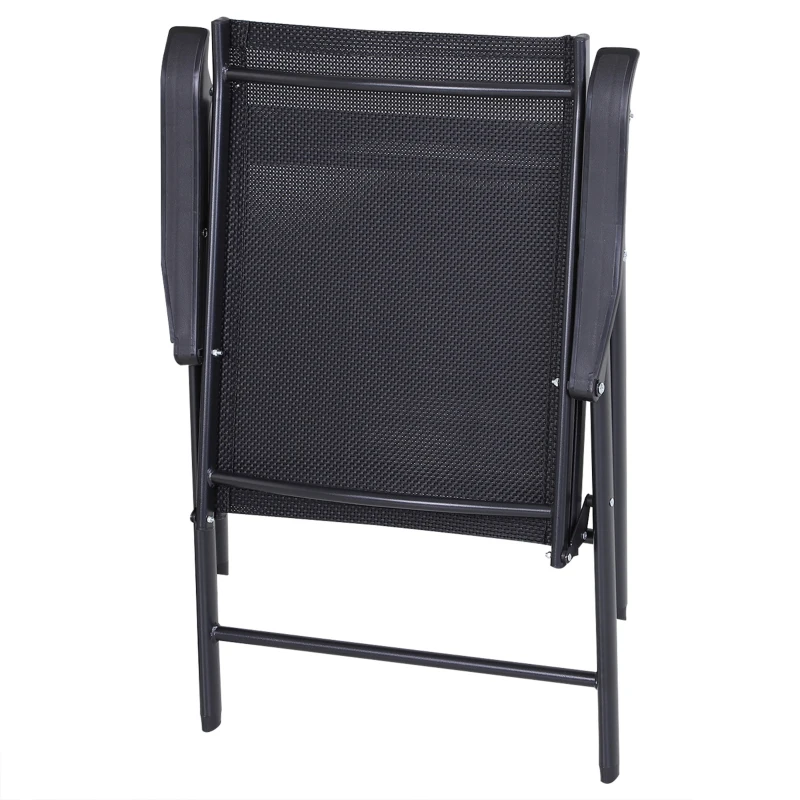 Outsunny Steel Frame Set of 2 Foldable Outdoor Garden Chairs Black