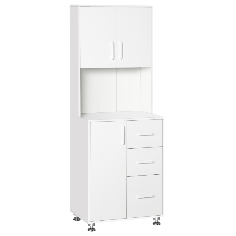HOMCOM Modern Kitchen Pantry Cabinet Storage Cupboard with Open Countertop, 60L x 40W x 150H cm-White