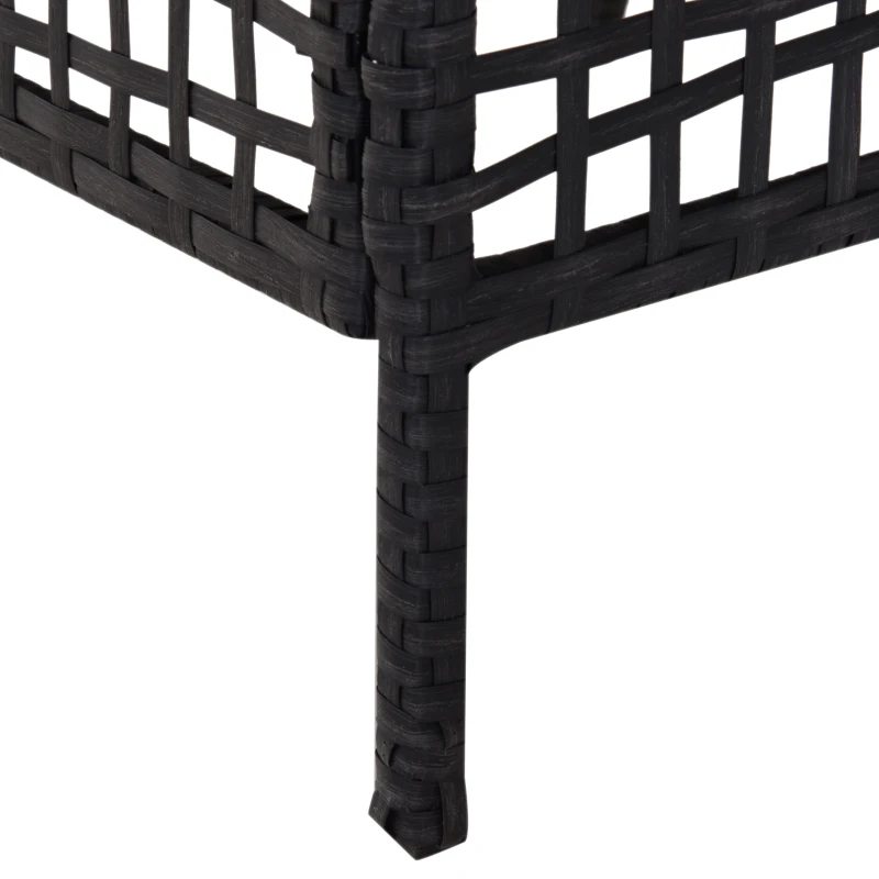 Outsunny Rattan Middle Chair Armless Sofa Single Garden Porch Furniture Wicker w/ Cushion and Pillow