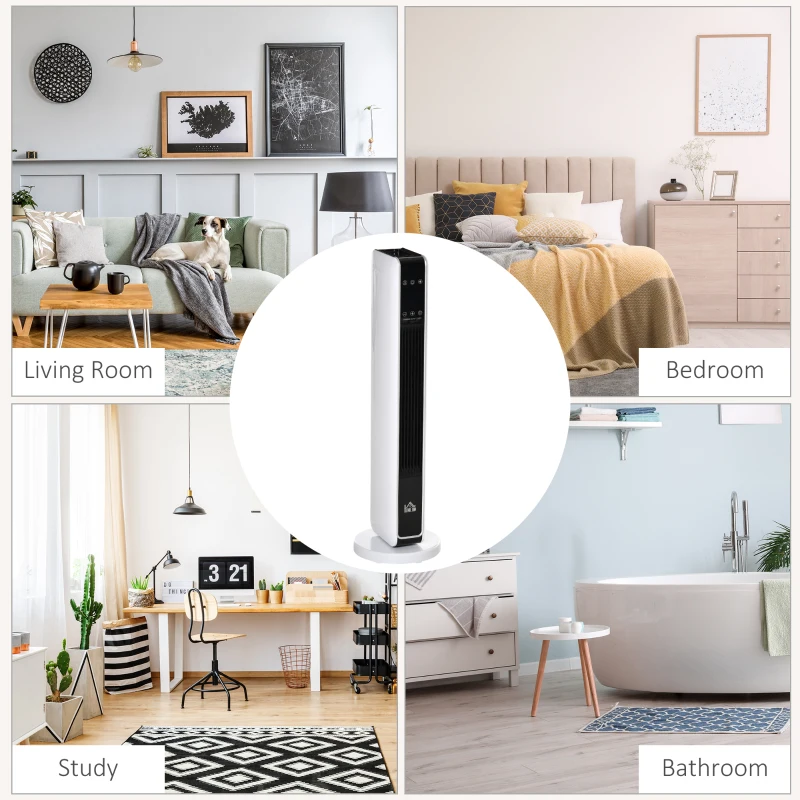 HOMCOM Riscaldatore Elettrica Ceramico 2200W con 3 Modalità, Timer 8 Ore, Telecomando, Pannello LED, Bianco