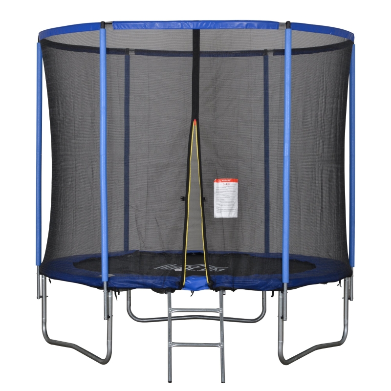 HOMCOM Tappeto Elastico per Bambini e Adulti con Rete e Bordo Imbottito Φ244x240cm - Blu/Nero