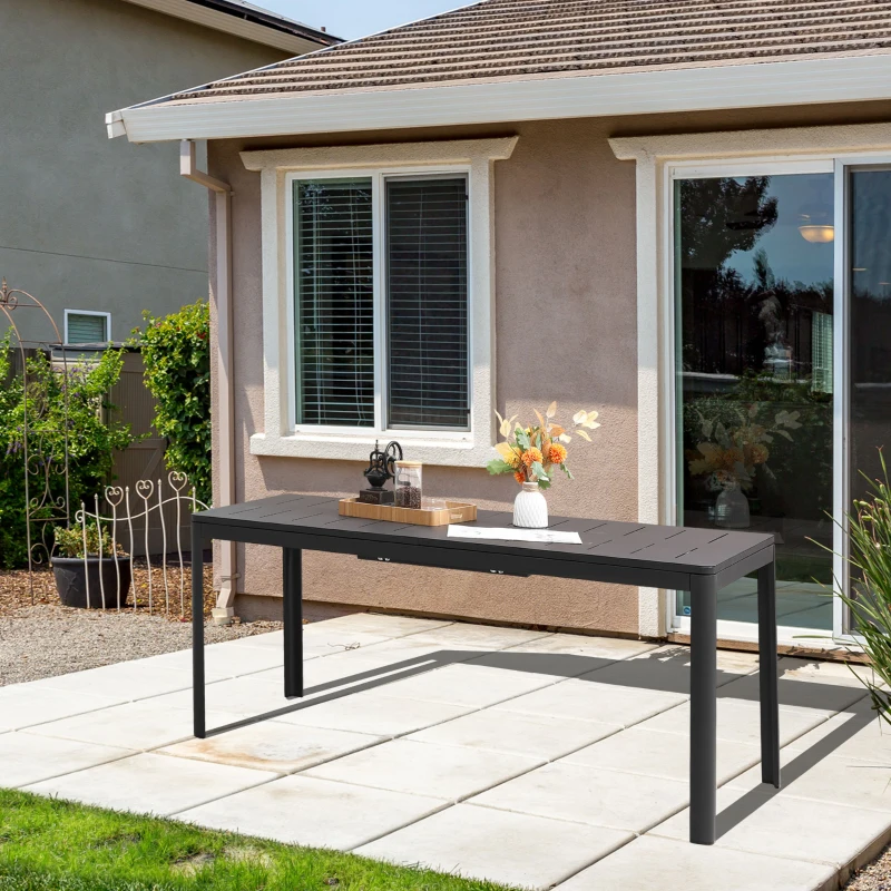 Outsunny Gartentisch, ausziehbar, für 6-8 Personen, 180-240 cm, Aluminium, Schwarz
