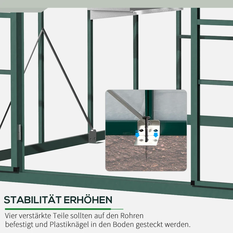 Outsunny Gewächshaus Aluminium Treibhaus mit Dachfenster Tür 308 x 248 x 226 cm Pflanzenhaus mit Regal begehbares Tomatenhaus Witterungsbeständig Polystyrolplatte