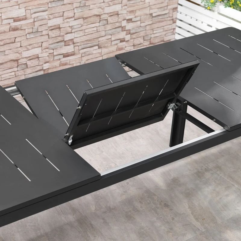 Outsunny Gartentisch, ausziehbar, für 6-8 Personen, 180-240 cm, Aluminium, Schwarz