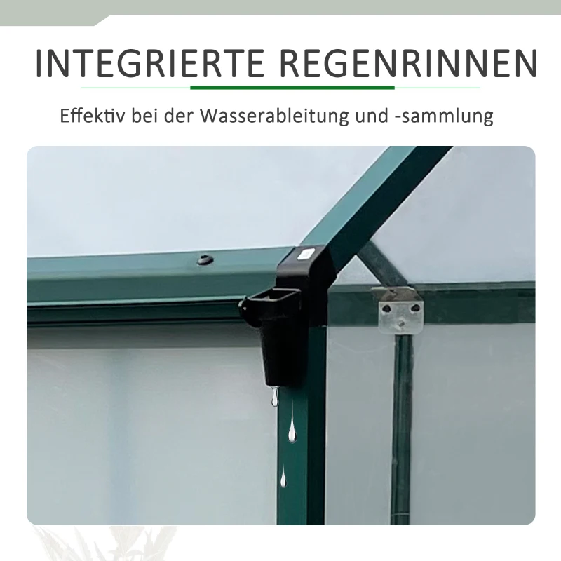 Outsunny Gewächshaus Aluminium Treibhaus mit Dachfenster Tür 308 x 248 x 226 cm Pflanzenhaus mit Regal begehbares Tomatenhaus Witterungsbeständig Polystyrolplatte