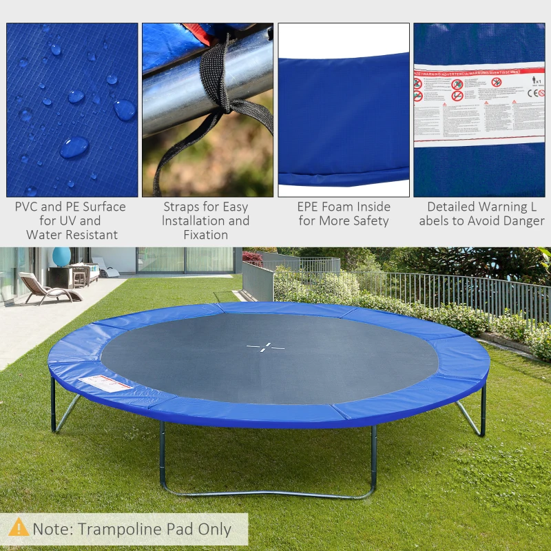 HOMCOM Φ244cm Trampoline Pad Pads Replacement Safety Surround Pads Padding - 8ft Blue
