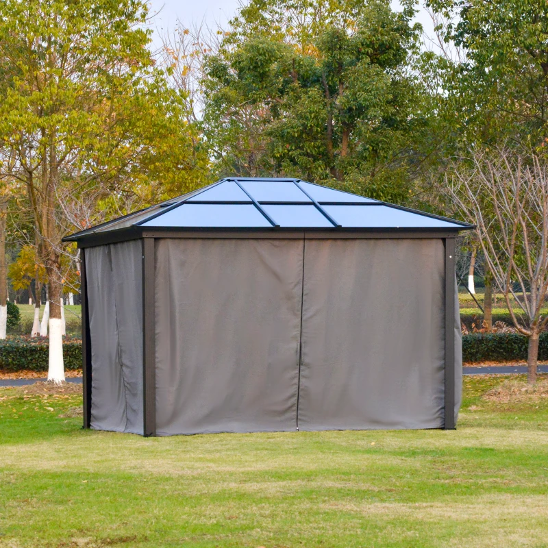 Outsunny pawilon luksusowy pawilon ogrodowy aluminium namiot imprezowy namiot ogrodowy z poliwęglanowym daszkiem przepuszczającym światło kolor ciemnoszary + czarny 300 x 360 x 265 cm