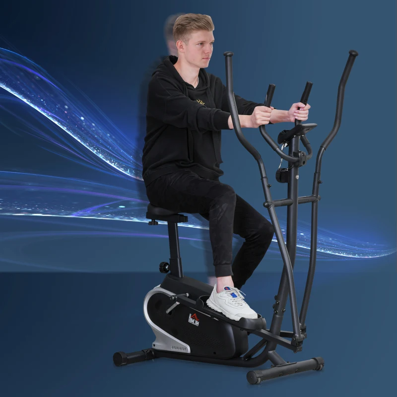 HOMCOM Rower treningowy z wyświetlaczem LCD czarny 103 cm x 62 cm x 151 cm