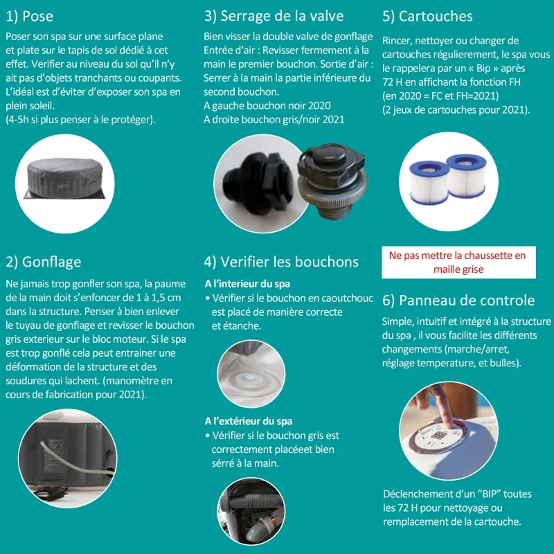 Outsunny Spa Gonflable carré 4 Personnes dim. 1,54L x 1,54l x 0,65H m Infinite - 120 Buses d'air Hydro-massantes - Fonctions Chauffage Filtration - Liner PVC Blanc Bleu