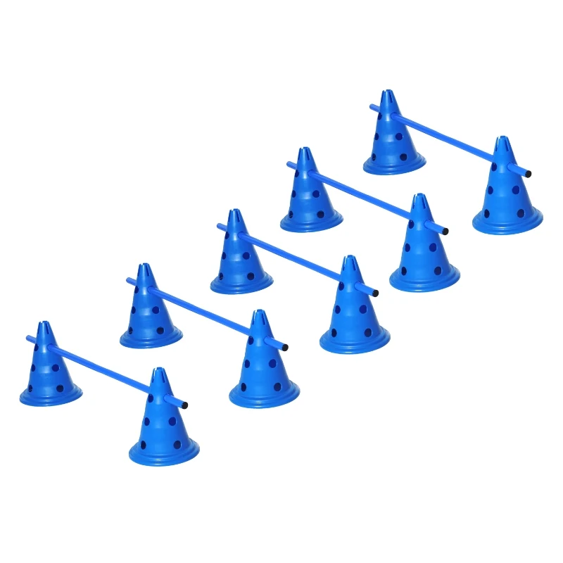 PawHut Dog Agility Equipment Training Hurdles Play Run Jump Kit Indoor Outdoor Pet Puppy Exercise Sets w/ 5 Cross Bars & 10 Cones