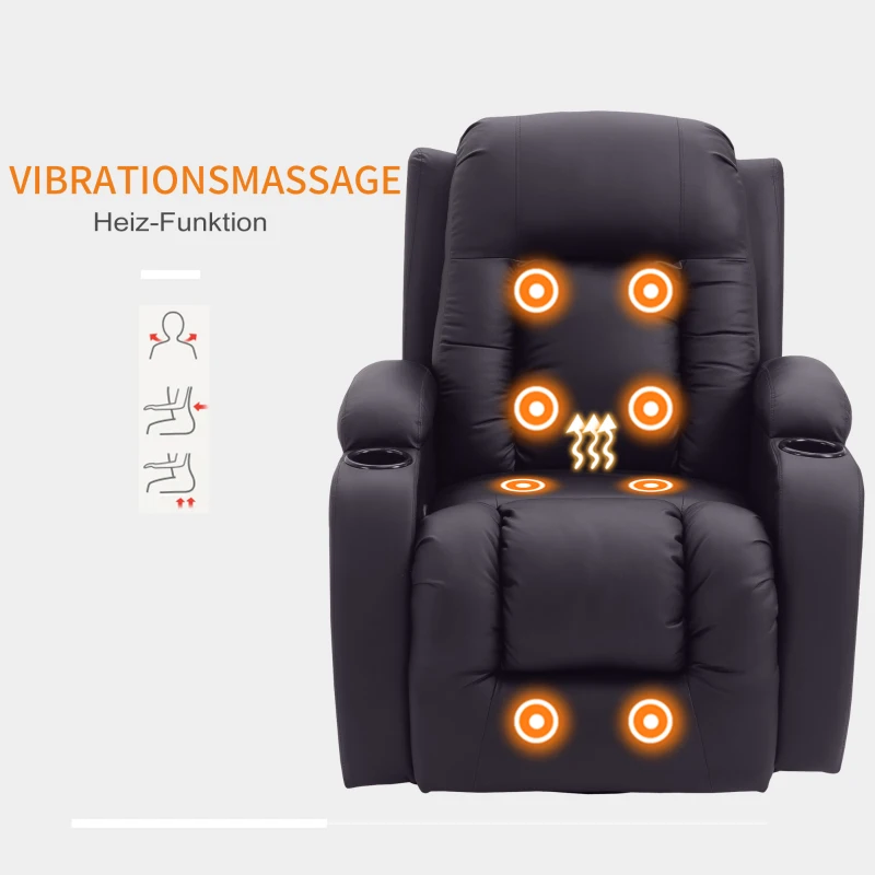 HOMCOM fotel do masażu fotel telewizyjny fotel relaksacyjny fotel TV funkcja ogrzewania funkcja przechylania z pilotem funkcja leżenia brązowy 90 x 93 x 103 cm