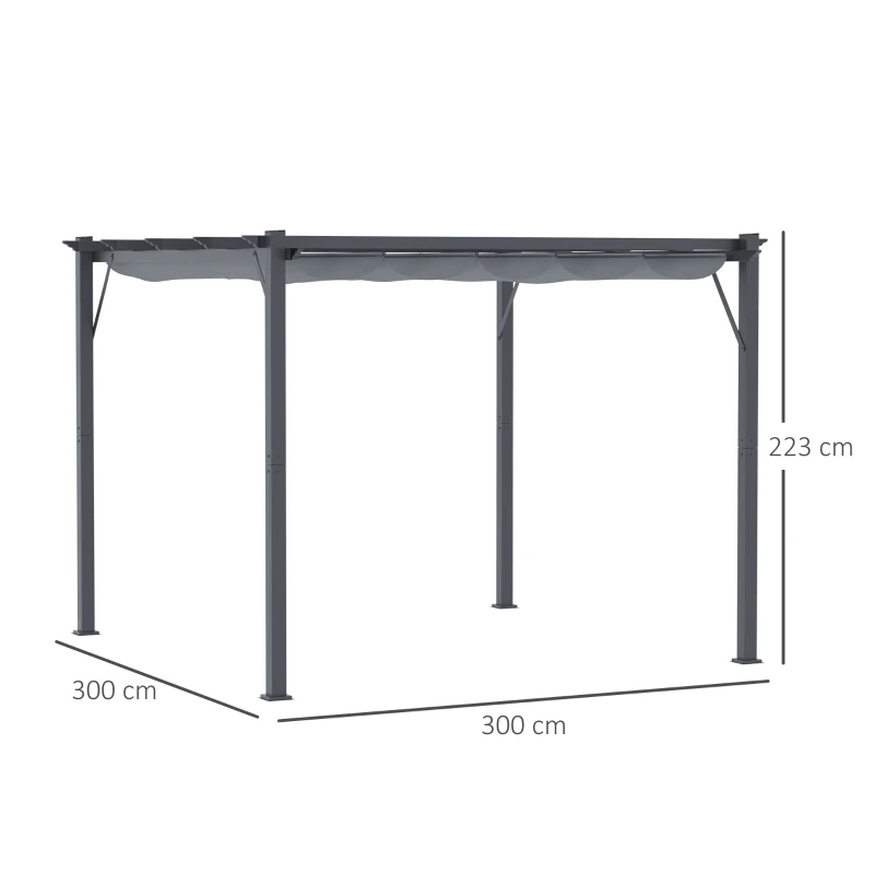 Outsunny pergola pawilon zadaszenie z dachem przesuwnym ogród 3x3 m aluminium kolor brązowy