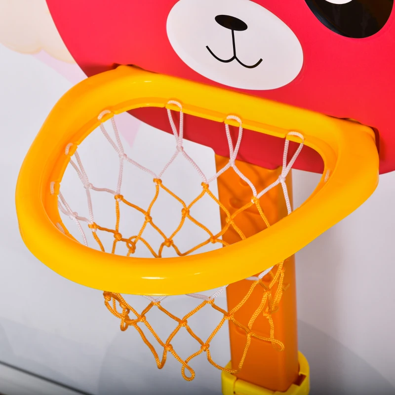 HOMCOM Canasta de Baloncesto Infantil 2 en 1 con Diana Altura Ajustable Panel en Forma de Osito Incluye 2 Pelotas y 6 Dardos Apto para Niños de +3 Años 60x53x100-160 cm Multicolor