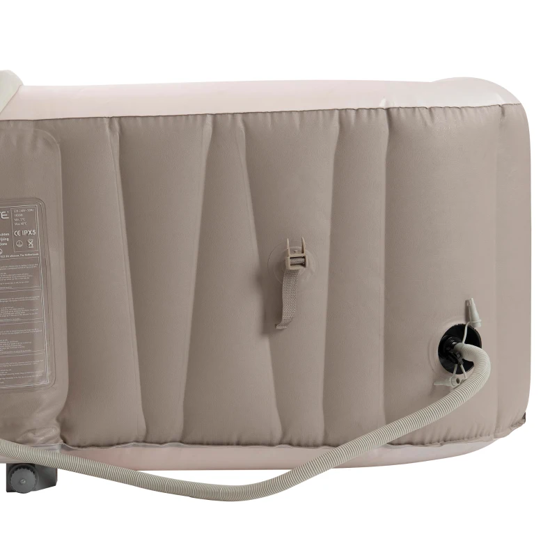 Outsunny Spa Gonflable carré 2 Places 2 couchettes Infinite - 140 Buses d'air Hydro-massantes - Fonctions Chauffage Filtration - Liner PVC Perle Taupe