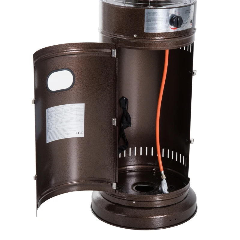 Outsunny 11KW Patio Bullet Heater Gas Glass Tube Electronic Ignition Floor Standing Stainless Steel Garden Outdoor 135Hcm