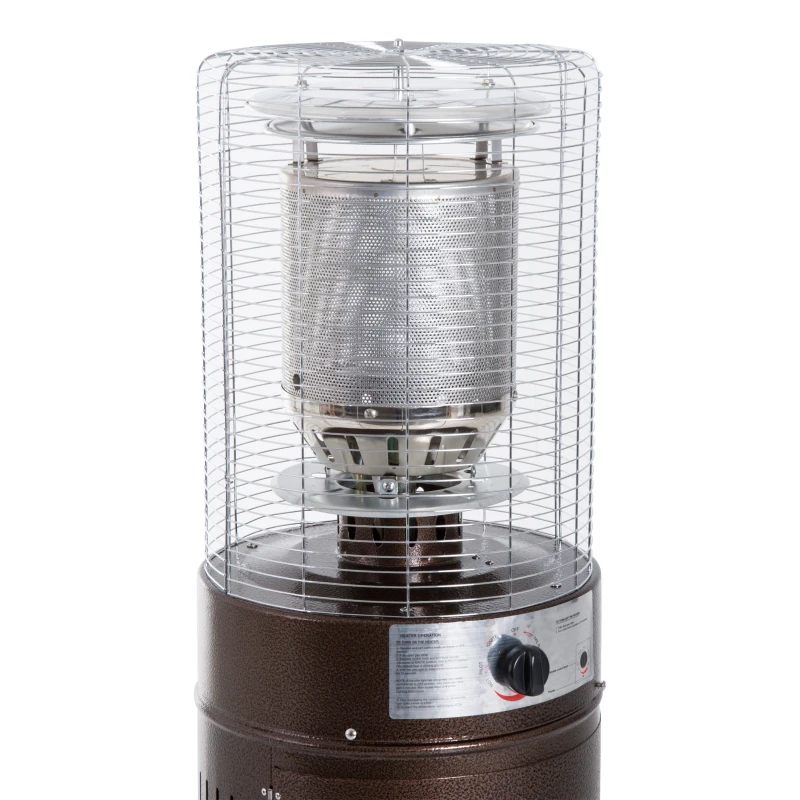 Outsunny 11KW Patio Bullet Heater Gas Glass Tube Electronic Ignition Floor Standing Stainless Steel Garden Outdoor 135Hcm