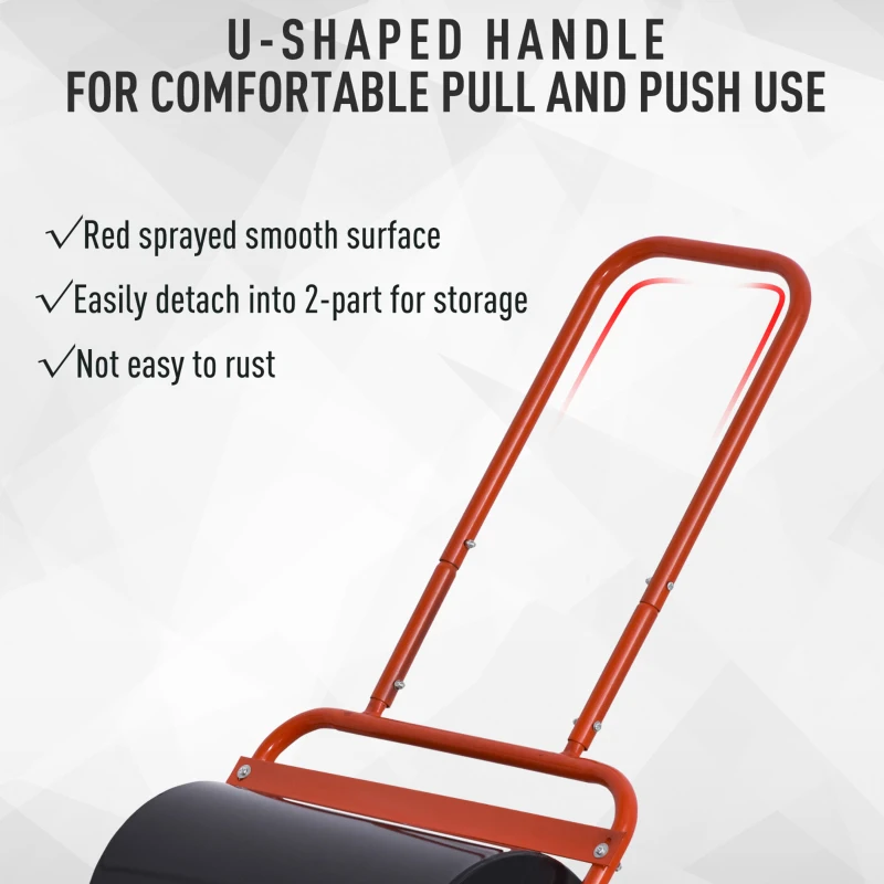 Outsunny 38L Fillable Cylinder Steel Lawn Roller - Red