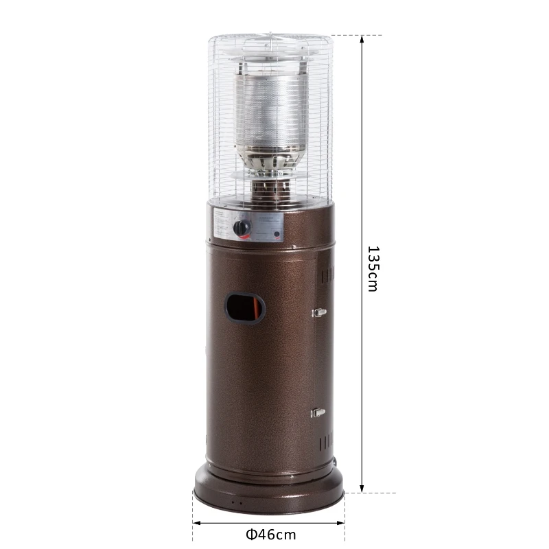 Outsunny 11KW Patio Bullet Heater Gas Glass Tube Electronic Ignition Floor Standing Stainless Steel Garden Outdoor 135Hcm