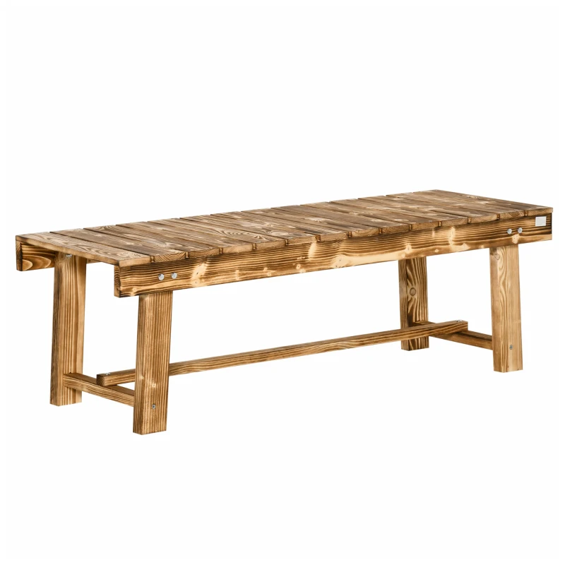 Outsunny Wooden Garden Bench, 2 Seater Outdoor Bench, Fir Wood Backless Patio Loveseat with Slatted Seat for Park, 110 x 38 x 35 cm, Carbonised