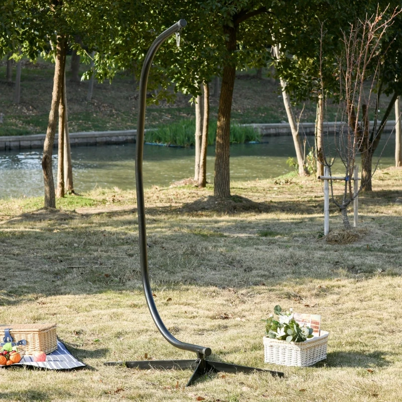 Outsunny Hammock Chair Stand Only Construction Heavy Duty Metal C-Stand Indoor Outdoor