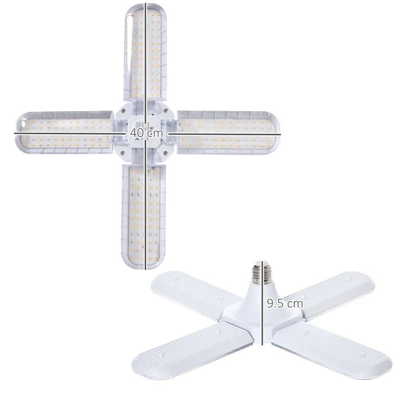 Outsunny LED Grow Light, Full Spectrum Foldable 20W Plant Grow Lamp with E27 Base and 240Pcs LEDs for Indoor Hydroponics Greenhouse Plants Seedling, Growing, Blooming