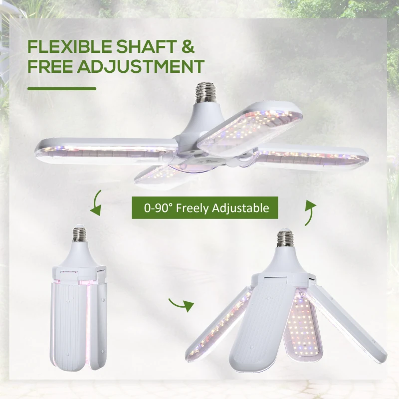 Outsunny LED Grow Light, Full Spectrum Foldable 20W Plant Grow Lamp with E27 Base and 240Pcs LEDs for Indoor Hydroponics Greenhouse Plants Seedling, Growing, Blooming