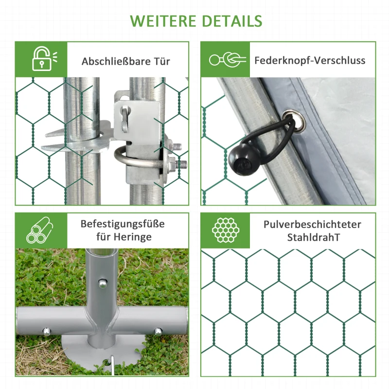 PawHut Kurnik Outdoor Kojec Klatka dla kurczaka 280x570x197cm Stal cynkowa