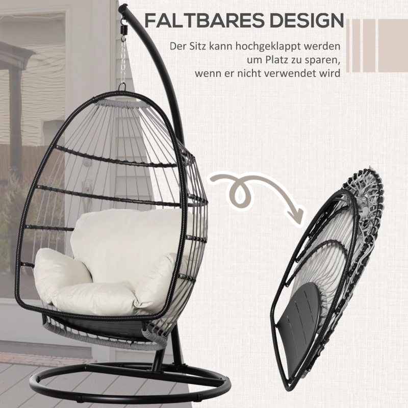 Outsunny wiszący kosz na krzesło z wiszącą huśtawką ze składaną poduszką
