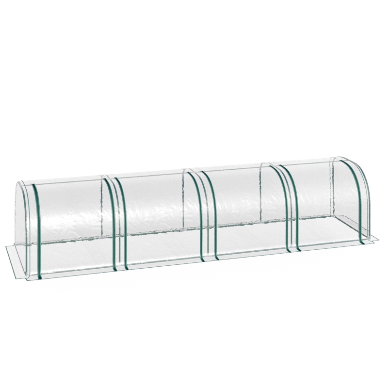 Outsunny Serra a Tunnel Serre Agricole in PVC con 4 Porte Avvolgibili in Acciaio e PVC Trasparente, 400x100x80cm