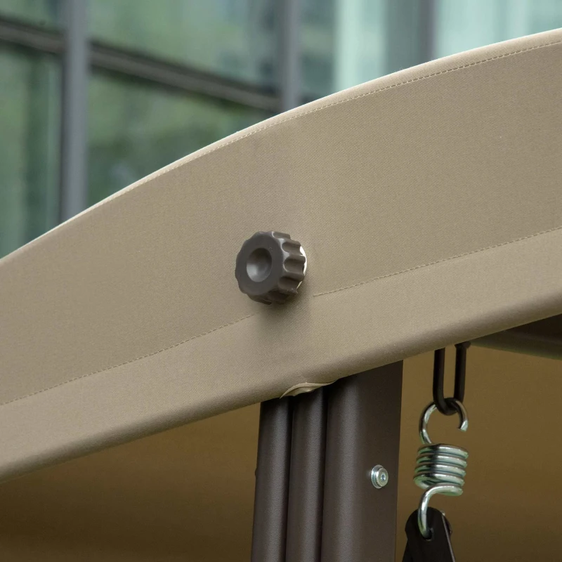 Outsunny 3-osobowa huśtawka z daszkiem przeciwsłonecznym poduszka metal, kolor: khaki