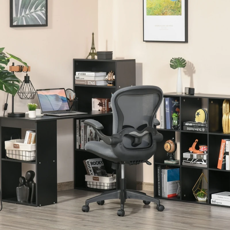 Vinsetto Ergonomic Mesh Office Chair Flip-Up Arm, Grey