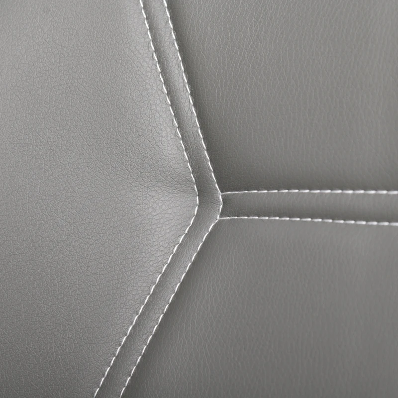 HOMCOM Set of 2 Contrast Stitched PU Leather Racing-Style Dining Chairs Accent Seat w/ Steel Legs Ergonomic Back Padding Home Living Room Grey