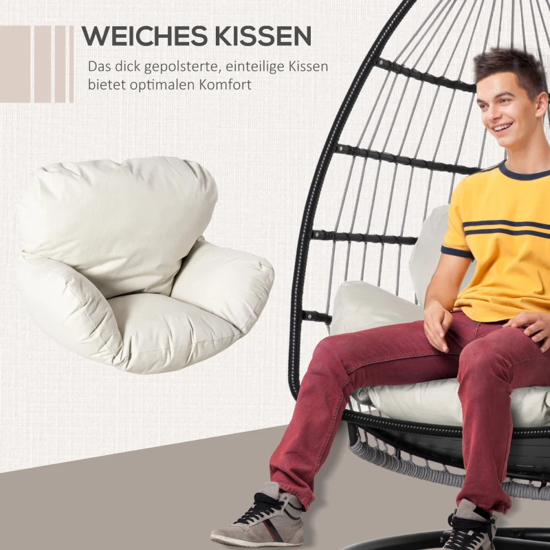 Outsunny wiszący kosz na krzesło z wiszącą huśtawką ze składaną poduszką
