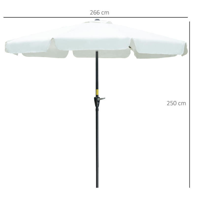 Outsunny Umbrela de Gradina si Terasa Φ266x250cm, Umbrela Rotunda pentru Exterior cu Capat Rabatabil, Rezistenta la Raze UV 50+, Bej