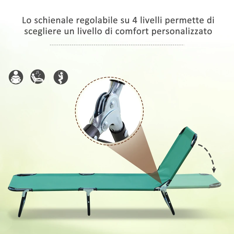 Outsunny sezlong Pliabil – Spatar 4 Pozitii, Otel & tesatura Oxford