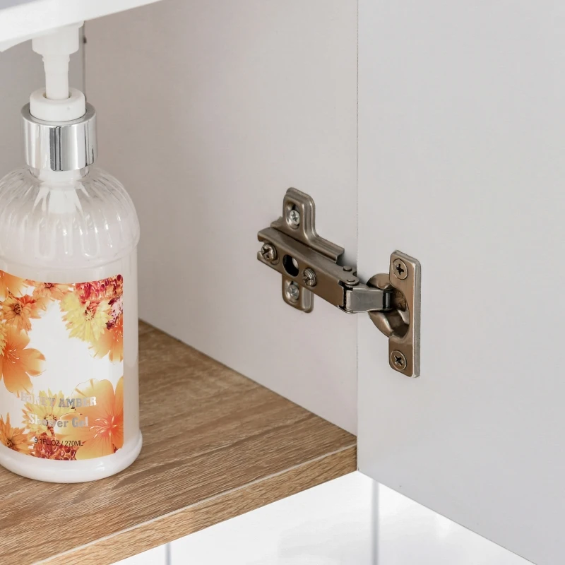 kleankin Bathroom Mirror Cabinet Wall Mounted Storage Cupboard with Double Door and Adjustable Shelves, White