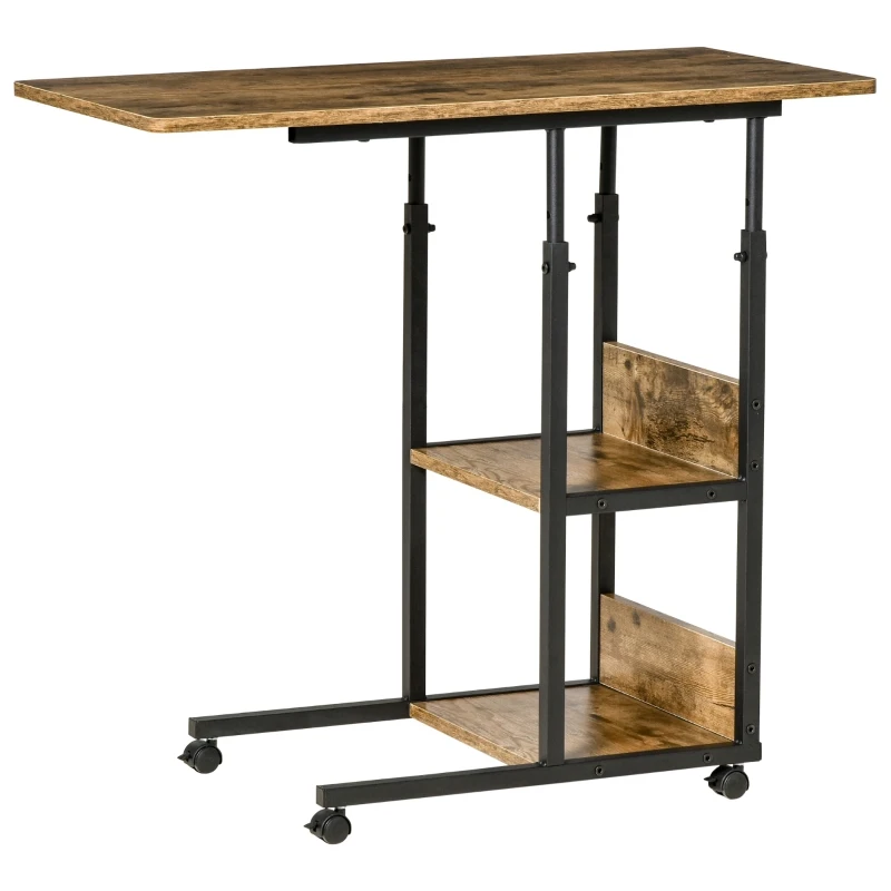 HOMCOM Masuta de Sufragerie, Noptiera cu Design Reglabil in Inaltime, Maro stil Rustic