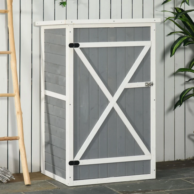 Outsunny Casuta Lemn 75×56×115 cm – Depozitare Unelte cu Acoperis Impermeabil(m-10)